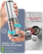 USB-C Rechargeable Pepper Grinder - 6 Adjustable Settings, Stainless Steel - Image 5