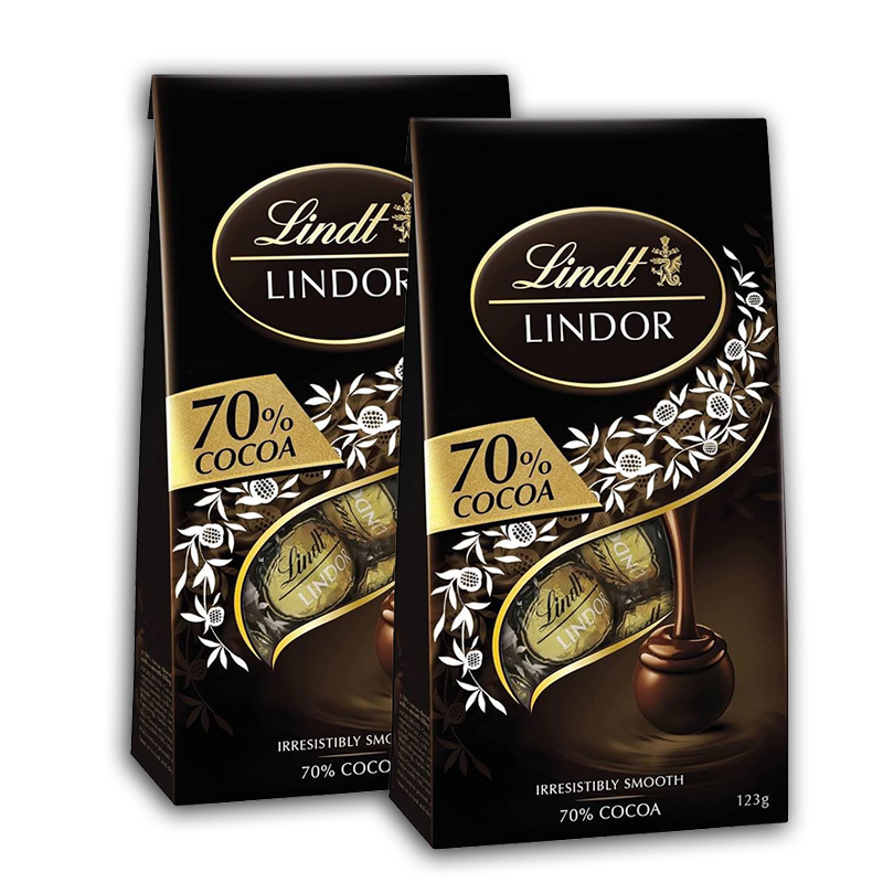 2DAI Lindt Lindor 70 Percent Cocoa Chocolate Sharing Bag 123 g - Image 1