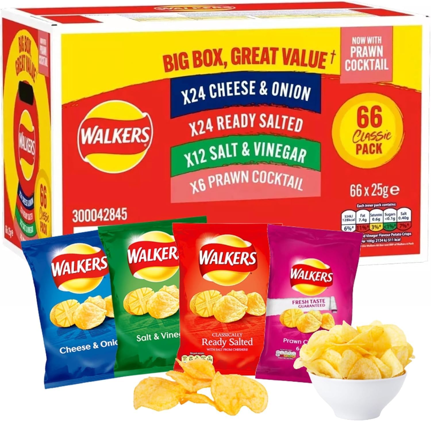 71cGt059r6L._AC_SL1500_ Walkers Crisps Variety Box (66x25g) | Multipack Snacks for Office & Events - Image 1