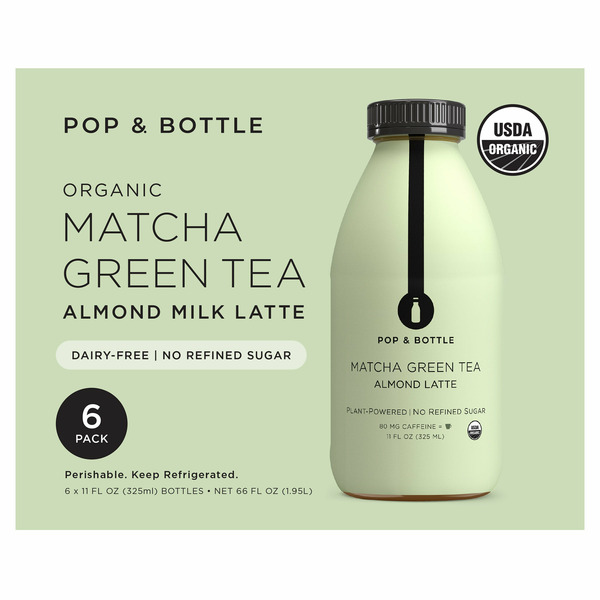 large_c92da648-c115-44ca-a051-5fabff7769f4 Pop & Bottle Matcha Green Tea Almond Milk Latte, 11 oz, 6-count - Image 1